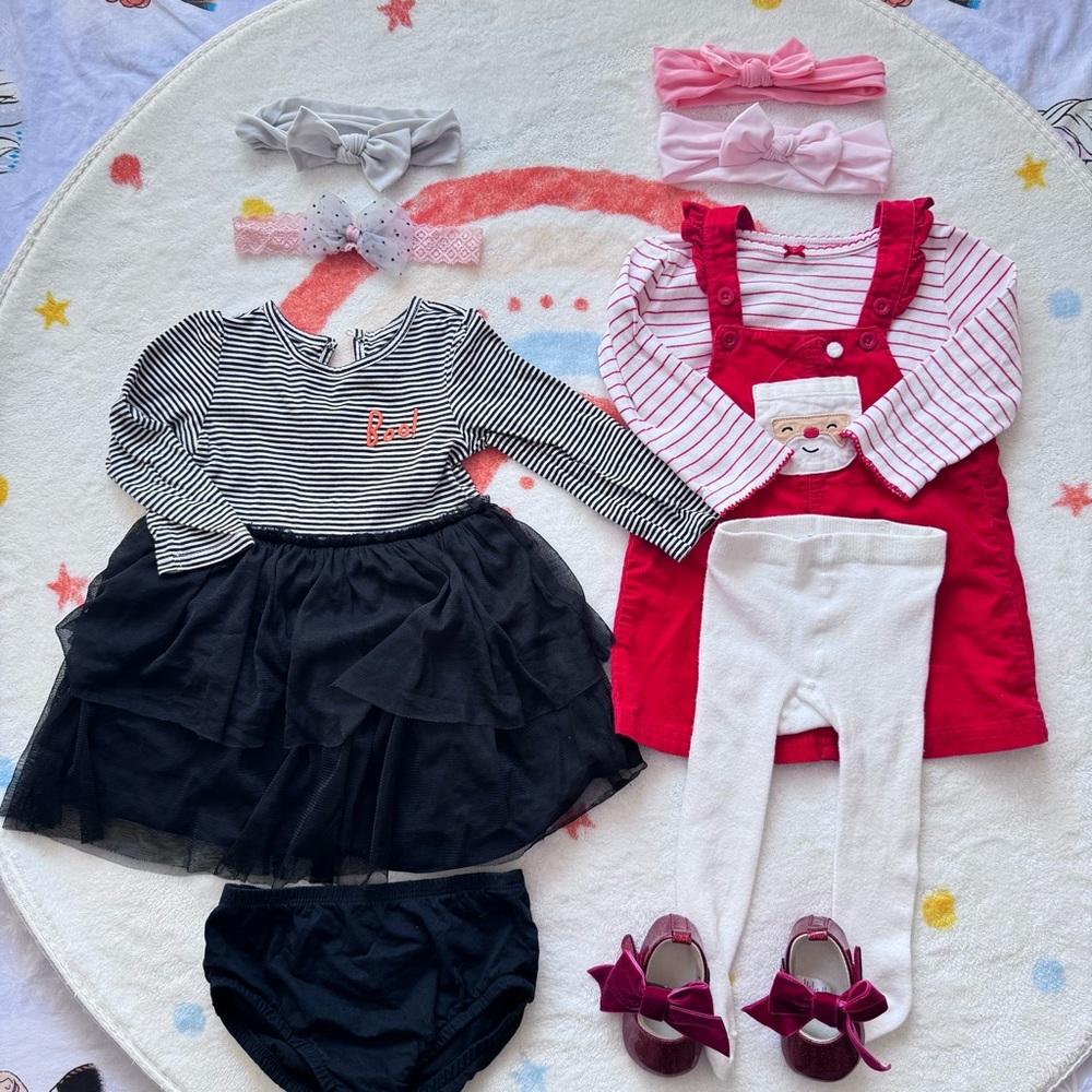 Holiday-Themed Baby Girl Outfit Bundle (12M–18M) – Halloween & Christmas